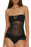 Becca Womens Bandeau Muse Tankini Mesh Top Swim 733557 Black XL