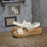 Lucky Brand Womens Elsie Double Band Round Toe Wedge Sandals Bone Brown 6M
