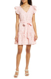 Sam Edelman Womens Eyelet Cap Sleeve Self Tie Cotton A-Line Mini Dress Pink 8