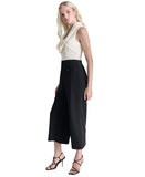 DKNY Womens Cowlneck Patch-Pocket Cropped Jumpsuit DD4JGD26 Eggshell / Black 14
