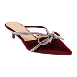 A New Day Womens Gwen Rhinestone Bow Heels 94656736 Burgundy Red 6.5M