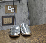 Aerosoles Womens Wilda Mule Slip On Faux Leather WILDA Silver Mirror Gray 8.5M