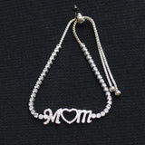 Adjustable Slider Bracelet with Crystals Silver Gray / Clear