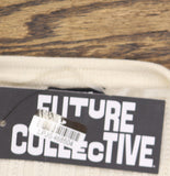 Future Collective Relaxed Cardigan Sweater Button Fringe Cream Off White L