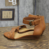 Nine West Womens Vintage NWVALCI Wedge Heel Sandals Cognac Brown 6M