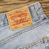 Levi's Upcycle Crochet 550 Baggy Straight Leg Jeans Light Blue See Measurements