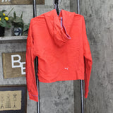 Puma Womens Mesh Front Athletic Cropped Hoodie Sweatshirt Red Orange XL