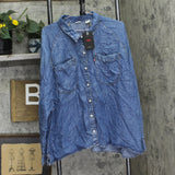 Levis Size Harrison Button-Front Long-Sleeve Shirt In Patches Blue 3X