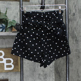 LC Lauren Conrad Womens Woven Paperbag Belted Shorts Black / White S