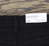 Warp + Weft Womens AMA Jet-Set Stretch Slim Boot-Cut Jeans with Slit Black 8