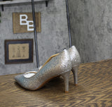 On 34th Womens Jeules Pointed-Toe Slip On Pumps 10018690000 Silver Glitter 5.5M