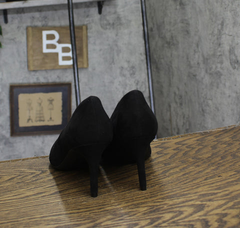 On 34th Womens Jeules Pointed-Toe Slip-On Pumps 10019803700 Black Microsuede 11M