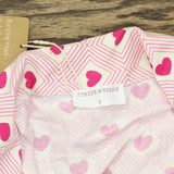 Stripe And Stare and Stare Diamond Heart Frill 2-Piece Pajama Set Pink Red S