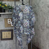 Say What? Paisley Asymmetrical-Hem Kimono Woven Top Black Paisley Multi M