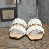 INC International Concepts Womens Petria Two-Band Flat Sandals White Pearl 10M