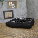 Wild Fable Lace-Up D-Toe Slip-On Ballet Flats with Rivet Trim 94646980 Black 9M