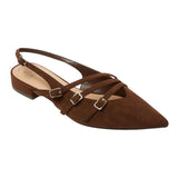 A New Day Twiggy Multi Buckle Mini Heel Flats 94303761 Brown 9M