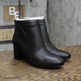 INC Womens Floriann Leather Booties Ankle Boots Black Leather 9M
