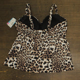 Swim Solutions Plus Size Printed Tiered Tankini Swim Top Hidden Spots Brown 18W