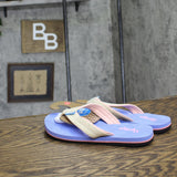 Floopi Women Durable EVA Floral Textured Flip Flops Blue 6M