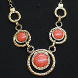 Statement Bib Collar Boho Sponge Coral Pendant Necklace Gold / Red 19" + 3"