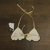 Salt + Cove Juniors Crochet Halter Triangle Bikini Top Cream Off White XS