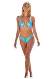 Becca Womens Knot-Front Adjustable Bikini Top Swim Pool Lagoon Blue Multi M