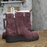 Lucky Brand Round Toe Chunky Wedge Chelsea Ankle Boots Winter Cherry Purple 6M
