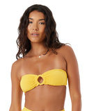 Roxy Womens Bandeau Bikini Top Padded Swim 434001976-GNR-L Gold Yellow L