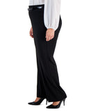 Kasper Womens Plus Size High-Rise Bootcut-Leg Pants with Belt 10847227 Black 1X