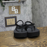 Teva Womens Flatform Sandal Slim Thong Strappy 1164630 Black 8M