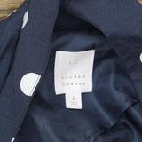 LC Lauren Conrad 1 Button Lightweight Blazer Jacket Navy / White Polka Dot S