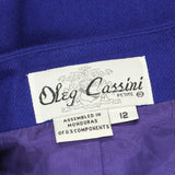 Oleg Cassini Vintage Womens Wool Petite Padded Shoulder Suit Coat Royal Blue 12P