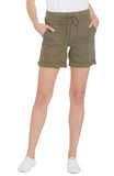 NYDJ Womens Petite Drawstring Roll Cuff Lift Tuck Cargo Shorts Moss Green 16P