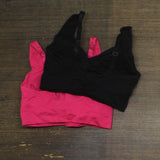 Puma Ladies 2-Pack Padded Womens Sports Bra 1344680 Black / Pink L