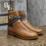 Michael Michael Kors Rory Logo Strap Flat Booties 40F2ROFE6L Luggage Brown 5M