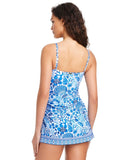 Beyond Control Womens Sea Life One Piece Swimdress LXSL25859 Blue White Multi 14
