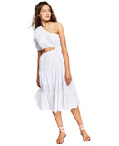And Now This Womens Cotton Cutout One-Shoulder Dress 86497 White M