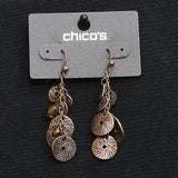 Chico's Womens Fashion Dangle Drop Coin Disc Cluster Earrings Bronze Brown 2.25"