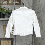 DG2 Womens Ruffled-Hem Classic Stretch Denim Jacket 688254 White XS