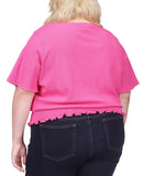 Michael Michael Kors Plus Size Flutter-Sleeve Smocked-Hem Top Cerise Pink 2X