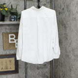 Karl Lagerfeld Womens Eiffel Tower Roll-Tab Button Up Shirt Soft White M