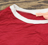 Rebellious One Knit Football T-Shirt Top American Beauty Red / White XL