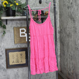 Miken Juniors Tiered Dress Swim Cover Up I9672P544 Hot Pink Lurex L