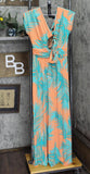 Global Chic By Iman Womens Boho Chic Maxi Dress with Head Wrap Orange Palm S