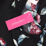 Xhilaration Floral Print Sleeveless V-Neck Belted Button-Front Jumpsuit Black S
