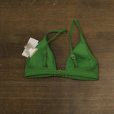 Michael Michael Kors Womens Ribbed Hardware V-Neck Bikini Top Swim True Green S