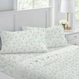 Laura Ashley 300 Thread Count Cotton Sateen Sheet Set Teal Floral King