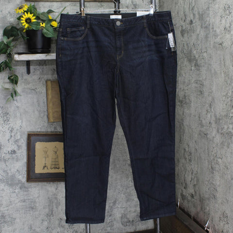 CJ Banks Womens Plus Size Tapered Shaped Fit Mid Rise Jeans Dark Blue 24W