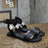 Sun + Stone Womens Miiah Faux Leather Flat Sandals 10012599400 Black 5.5M